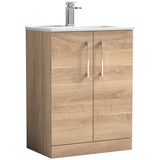Nuie Arno 600mm Floor Standing 2 Door Vanity Unit & Basin Bleached Oak ARN3003B