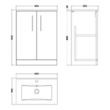 Nuie Arno 600mm Floor Standing 2 Door Vanity Unit & Basin Bleached Oak ARN3003B LD