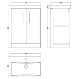 Nuie Arno 600mm Floor Standing 2 Door Vanity Unit & Basin Bleached Oak ARN3003D LD