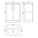 Nuie Arno 600mm Floor Standing 2 Door Vanity Unit & Basin Bleached Oak ARN3003G LD