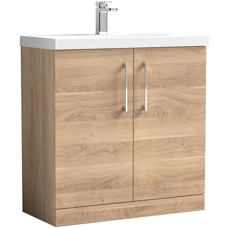 Nuie Arno 800mm Floor Standing 2 Door Vanity Unit & Basin Bleached Oak ARN3005A
