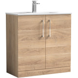 Nuie Arno 800mm Floor Standing 2 Door Vanity Unit & Basin Bleached Oak ARN3005B