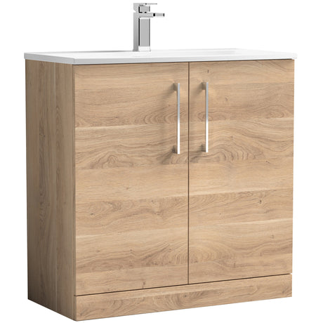 Nuie Arno 800mm Floor Standing 2 Door Vanity Unit & Basin Bleached Oak ARN3005G