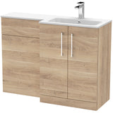 Nuie Arno Toilet & Basin Suite W1100mm - 2 Door Vanity Unit & White Stone Basin Bleached Oak ARN3012R LD