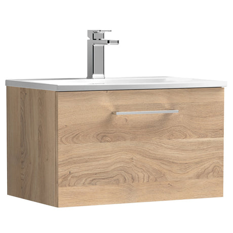 Nuie Arno 600mm Wall Hung 1 Drawer Vanity Unit & Basin Bleached Oak ARN3022G