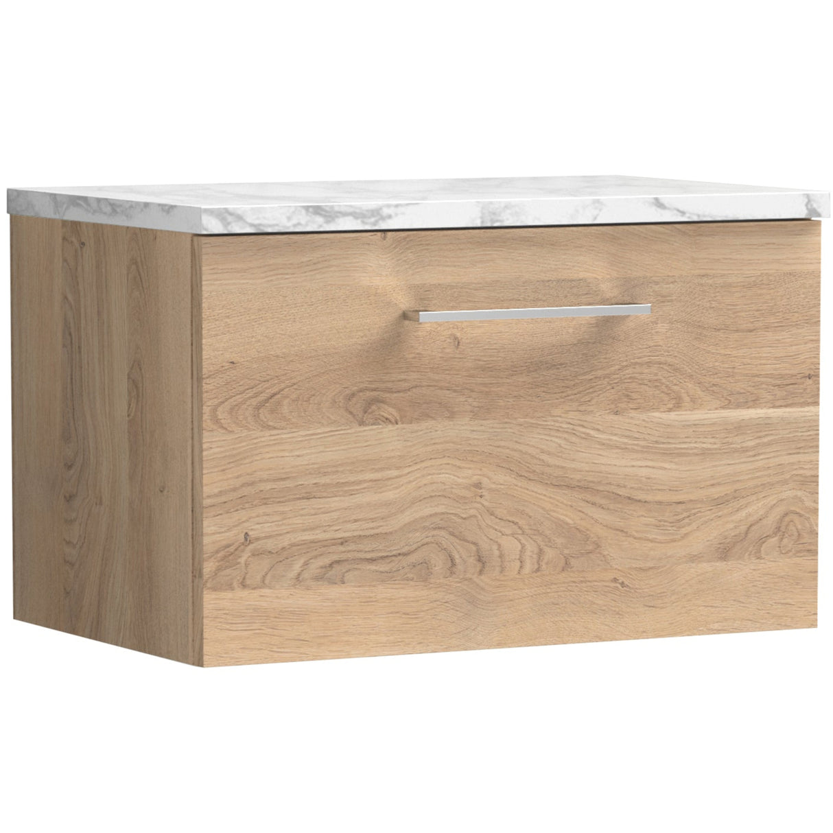 Nuie Arno 600mm Wall Hung 1 Drawer Countertop Vanity Unit Bleached Oak ARN3022LCM