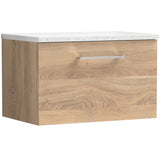 Nuie Arno 600mm Wall Hung 1 Drawer Countertop Vanity Unit Bleached Oak ARN3022LSW