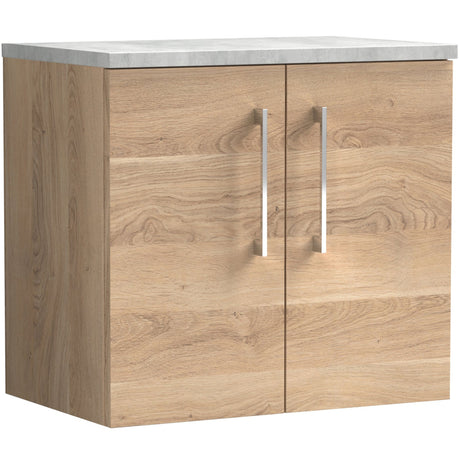 Nuie Arno 600mm Wall Hung 2 Door Countertop Vanity Unit Bleached Oak ARN3023LBG