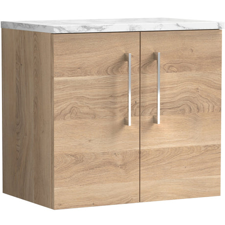 Nuie Arno 600mm Wall Hung 2 Door Countertop Vanity Unit Bleached Oak ARN3023LCM