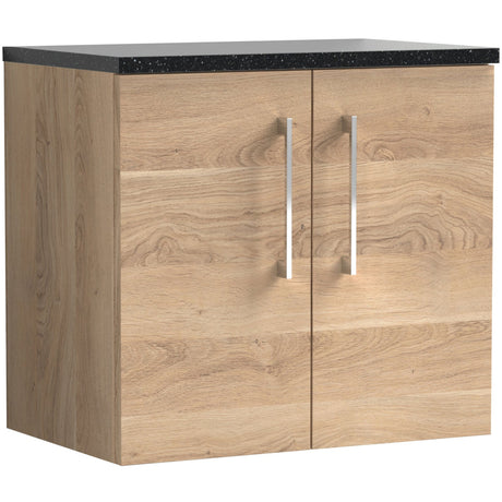 Nuie Arno 600mm Wall Hung 2 Door Countertop Vanity Unit Bleached Oak ARN3023LSB