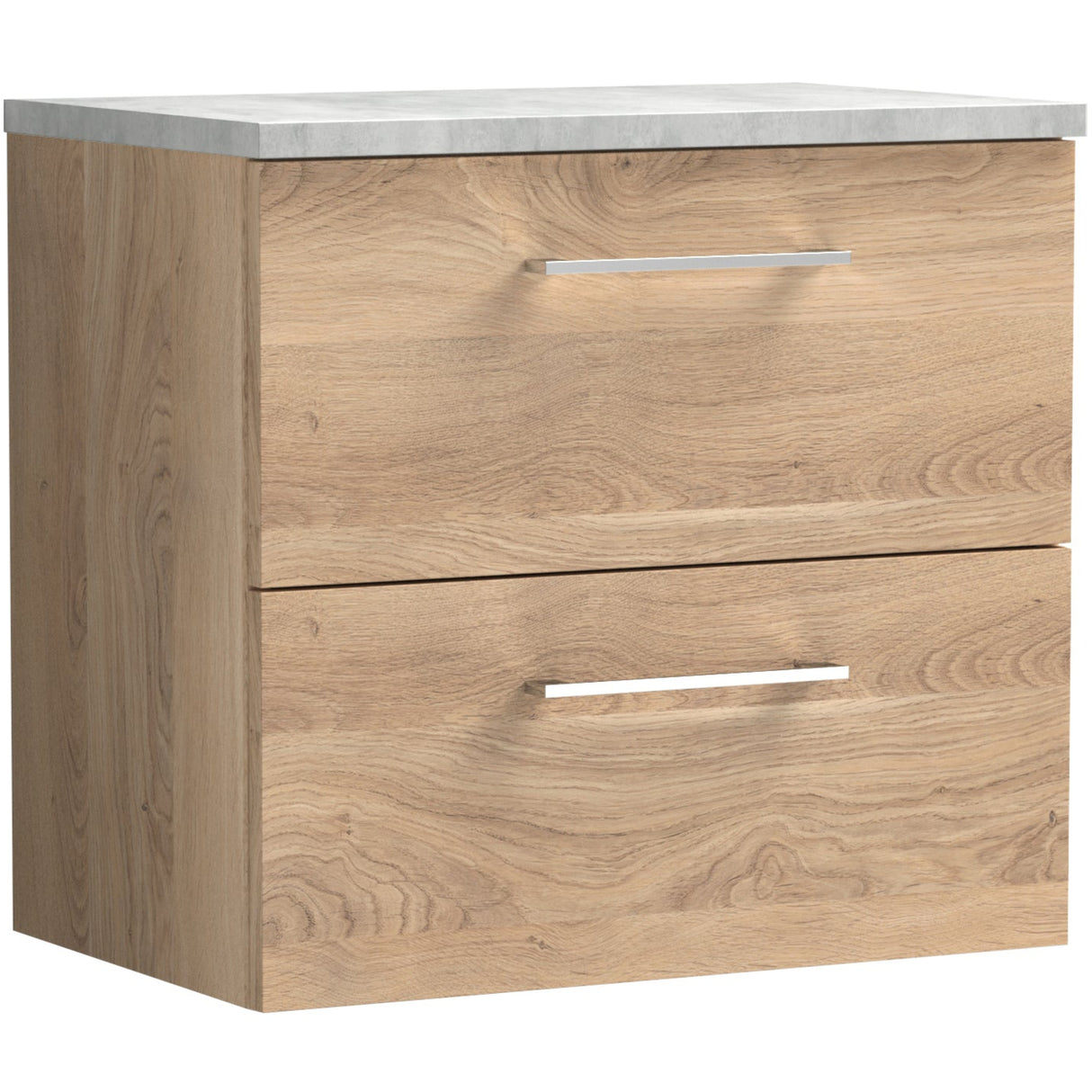 Nuie Arno 600mm Wall Hung 2 Drawer Countertop Vanity Unit Bleached Oak ARN3024LBG