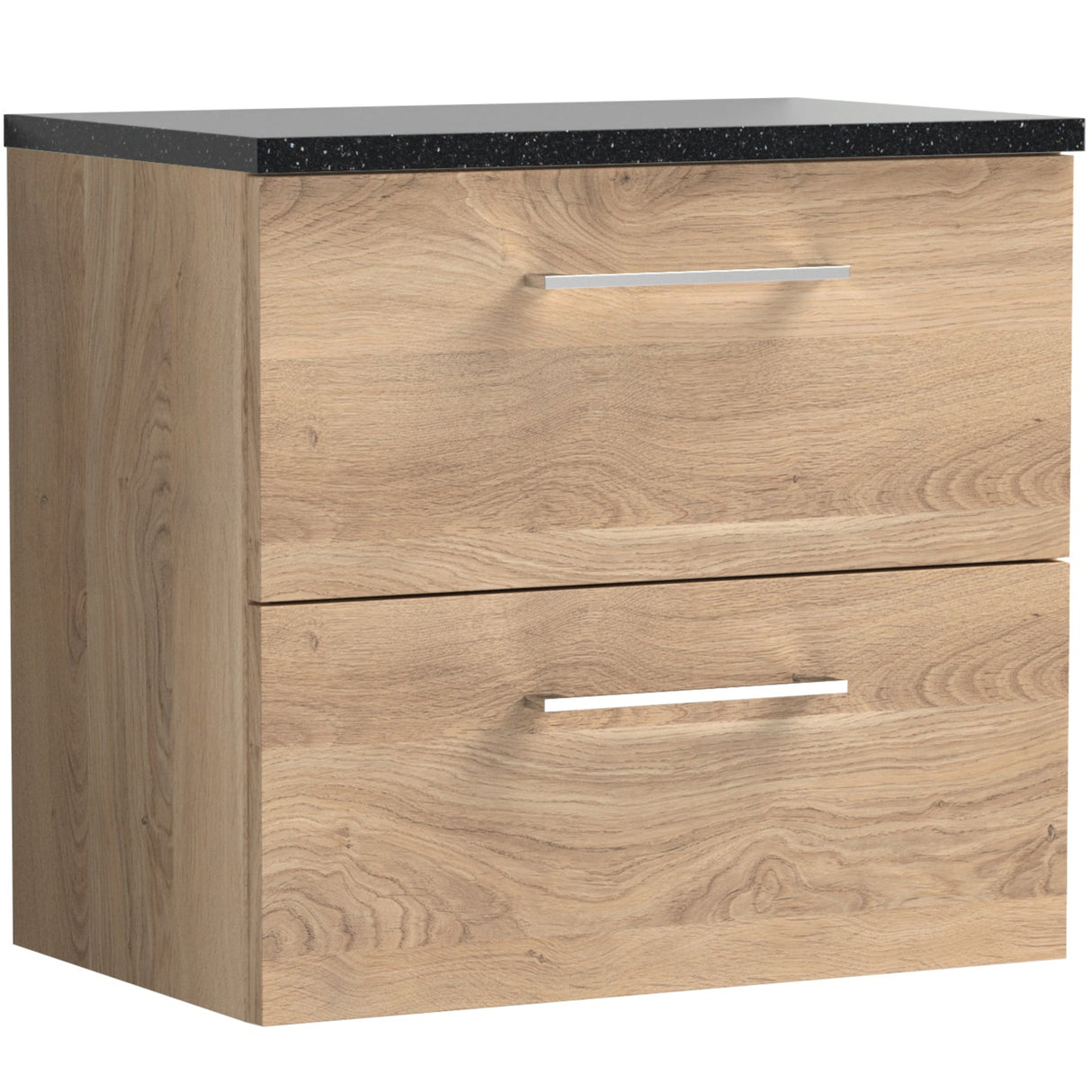 Nuie Arno 600mm Wall Hung 2 Drawer Countertop Vanity Unit Bleached Oak ARN3024LSB