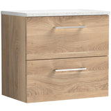Nuie Arno 600mm Wall Hung 2 Drawer Countertop Vanity Unit Bleached Oak ARN3024LSW