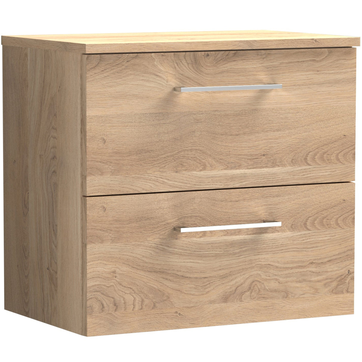 Nuie Arno 600mm Wall Hung 2 Drawer Countertop Vanity Unit Bleached Oak ARN3024W