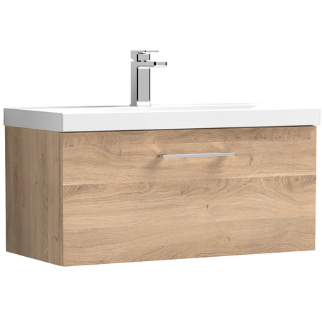 Nuie Arno 800mm Wall Hung 1 Drawer Vanity Unit & Basin Bleached Oak ARN3025D