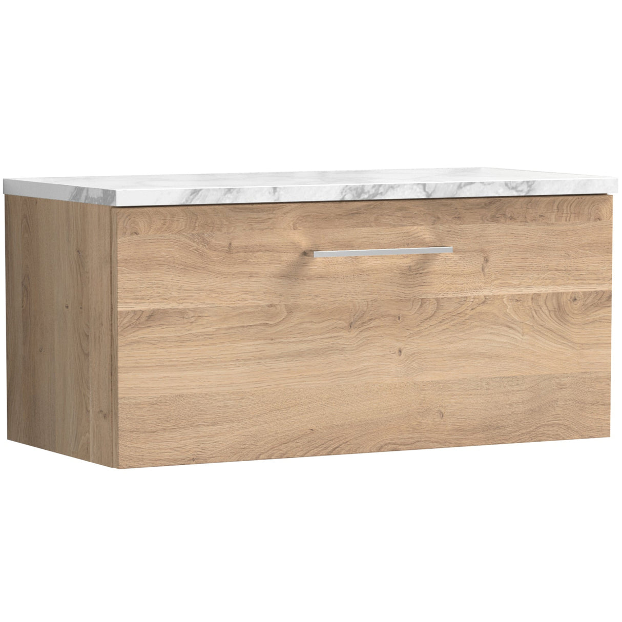 Nuie Arno 800mm Wall Hung 1 Drawer Countertop Vanity Unit Bleached Oak ARN3025LCM