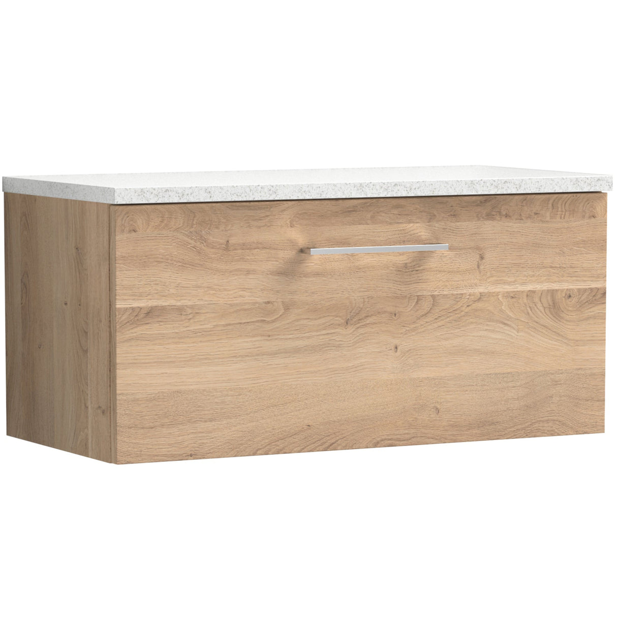 Nuie Arno 800mm Wall Hung 1 Drawer Countertop Vanity Unit Bleached Oak ARN3025LSW