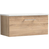 Nuie Arno 800mm Wall Hung 1 Drawer Countertop Vanity Unit Bleached Oak ARN3025LSW