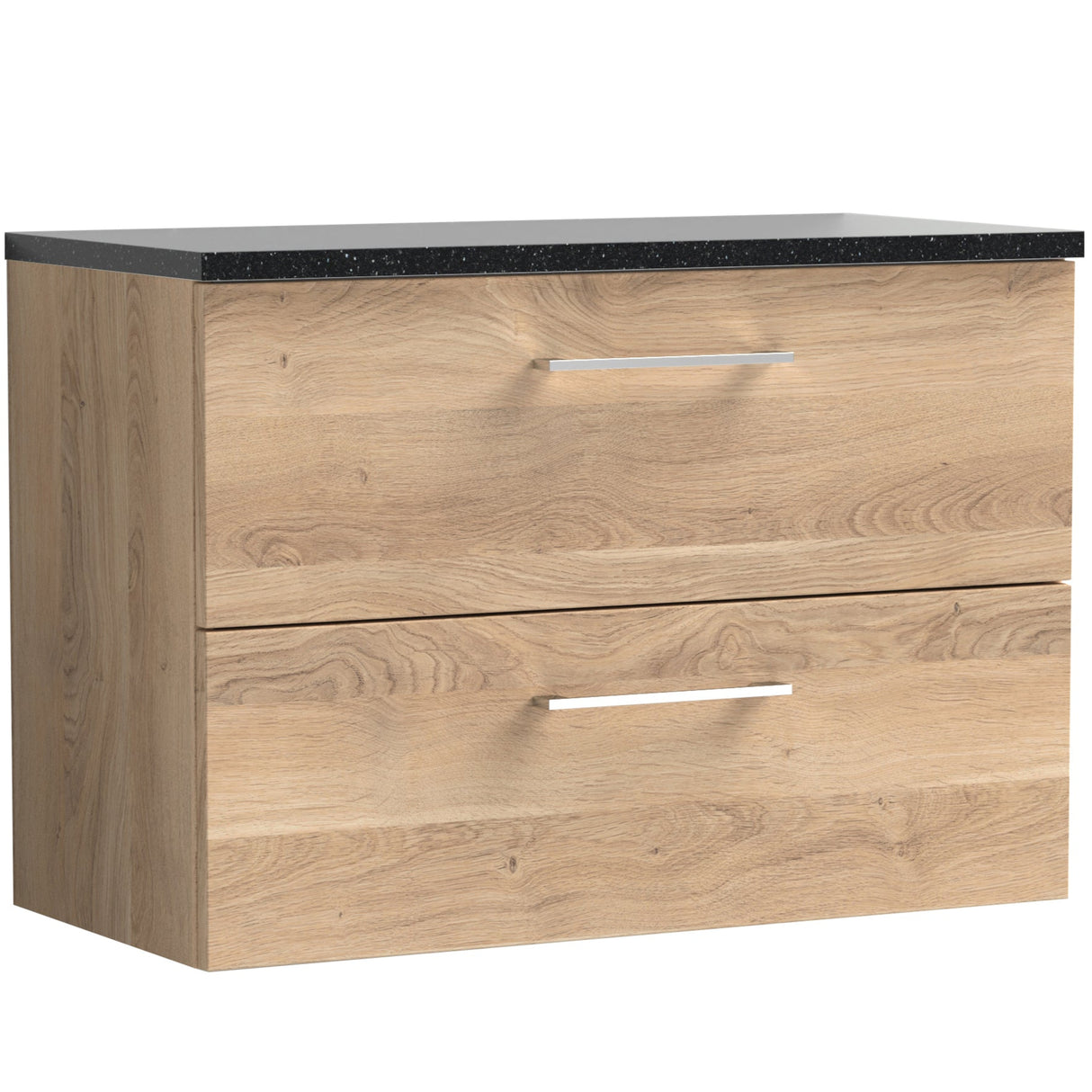 Nuie Arno 800mm Wall Hung 2 Drawer Countertop Vanity Unit Bleached Oak ARN3026LSB