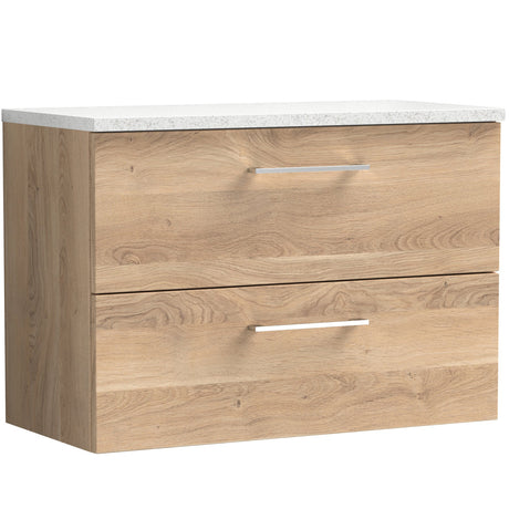 Nuie Arno 800mm Wall Hung 2 Drawer Countertop Vanity Unit Bleached Oak ARN3026LSW