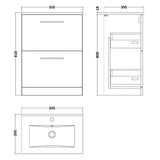 Nuie Arno 600mm Floor Standing 2 Drawer Vanity Unit & Basin Bleached Oak ARN3033B LD