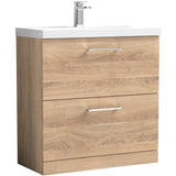 Nuie Arno 800mm Floor Standing 2 Drawer Vanity Unit & Basin Bleached Oak ARN3035A