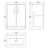 Nuie Arno 600mm Floor Standing 2 Door Vanity Unit & Basin Anthracite Woodgrain ARN503B LD