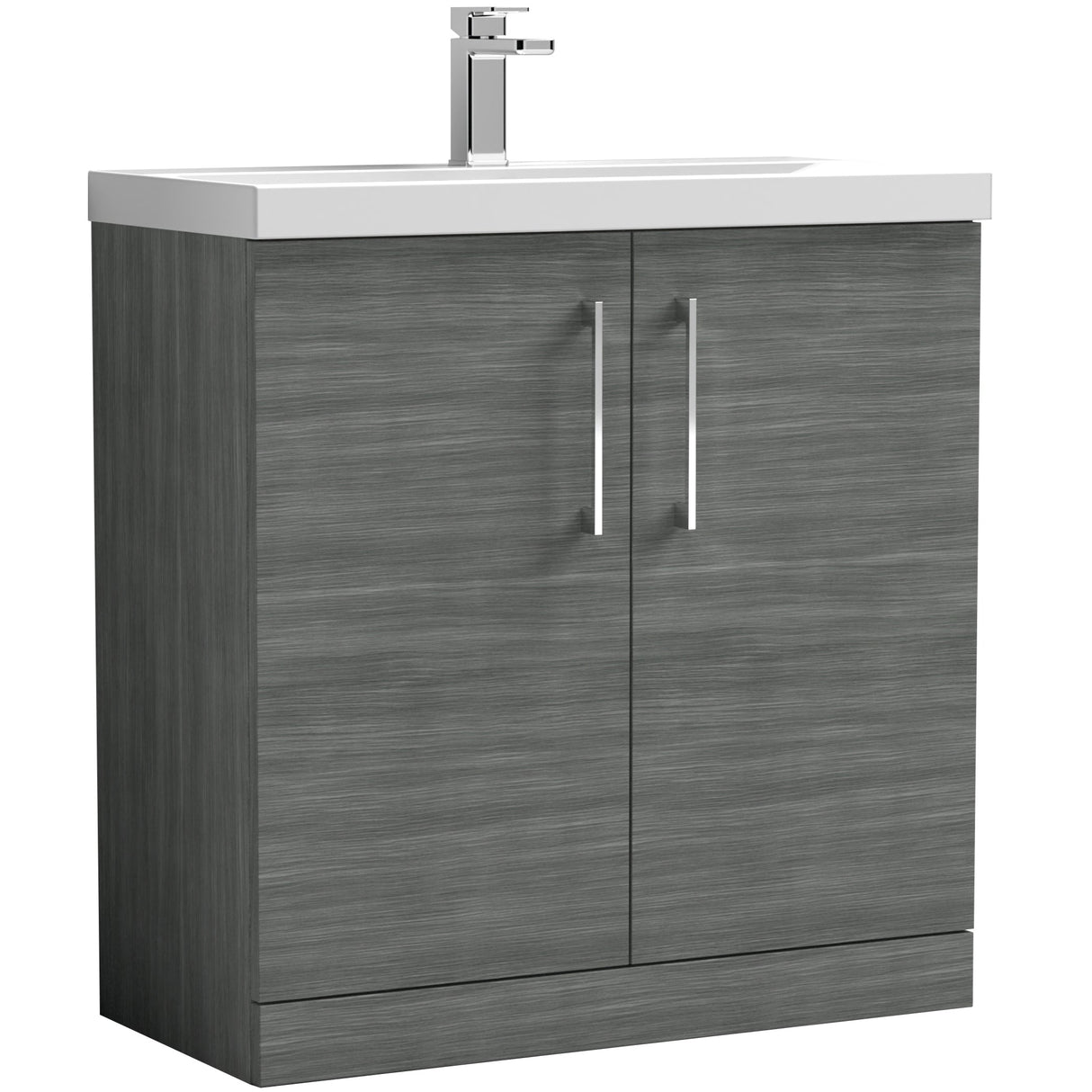 Nuie Arno 800mm Floor Standing 2 Door Vanity Unit & Basin Anthracite Woodgrain ARN505A