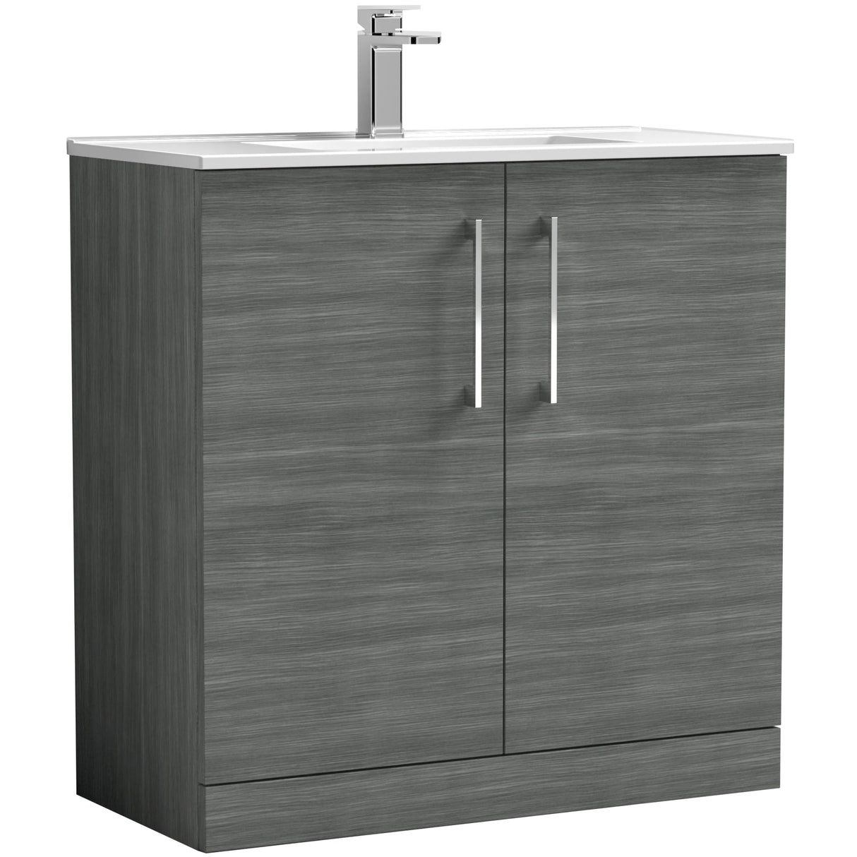 Nuie Arno 800mm Floor Standing 2 Door Vanity Unit & Basin Anthracite Woodgrain ARN505B
