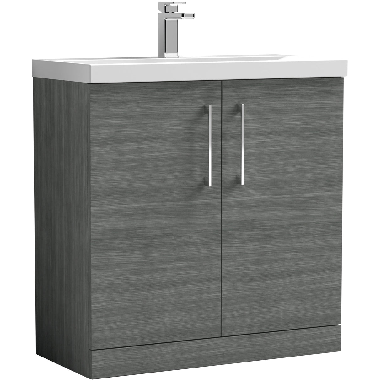 Nuie Arno 800mm Floor Standing 2 Door Vanity Unit & Basin Anthracite Woodgrain ARN505D