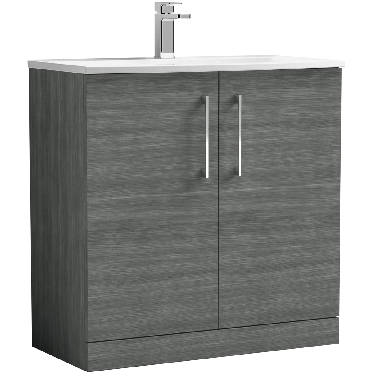 Nuie Arno 800mm Floor Standing 2 Door Vanity Unit & Basin Anthracite Woodgrain ARN505G