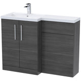 Nuie Arno Toilet & Basin Suite W1100mm - 2 Door Vanity Unit & Polymarble Basin Anthracite Woodgrain ARN511L