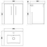 Nuie Arno 500mm Wall Hung 2 Door Vanity Unit & Basin Anthracite Woodgrain ARN521B LD