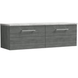 Nuie Arno 1200mm Wall Hung 2 Drawer Countertop Vanity Unit Anthracite Woodgrain ARN522LBG2