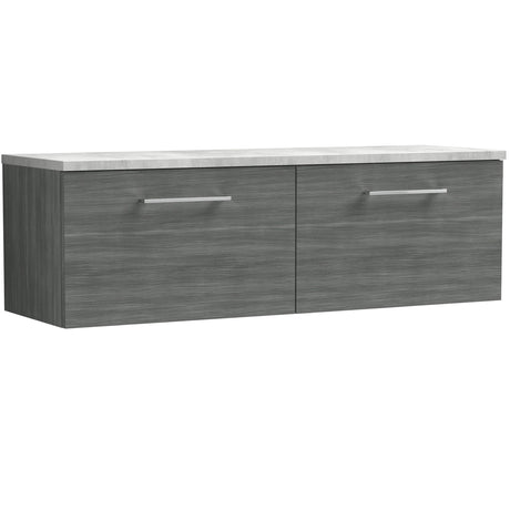 Nuie Arno 1200mm Wall Hung 2 Drawer Countertop Vanity Unit Anthracite Woodgrain ARN522LBG2