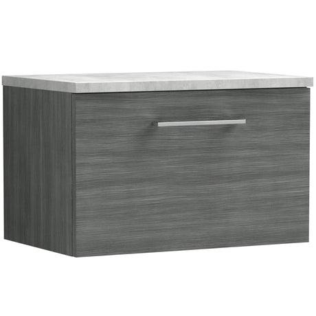 Nuie Arno 600mm Wall Hung 1 Drawer Countertop Vanity Unit Anthracite Woodgrain ARN522LBG