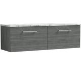 Nuie Arno 1200mm Wall Hung 2 Drawer Countertop Vanity Unit Anthracite Woodgrain ARN522LCM2