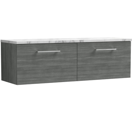 Nuie Arno 1200mm Wall Hung 2 Drawer Countertop Vanity Unit Anthracite Woodgrain ARN522LCM2