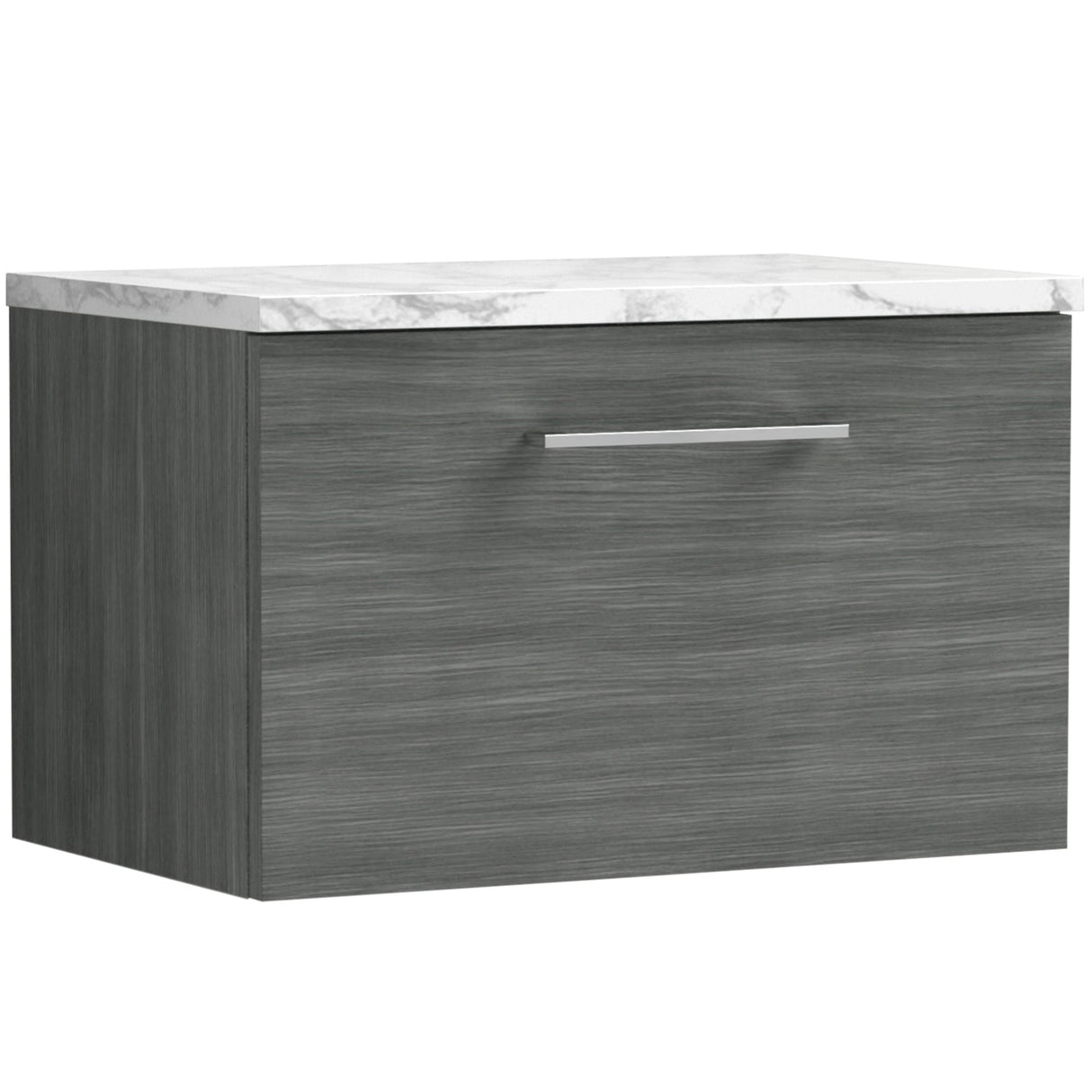 Nuie Arno 600mm Wall Hung 1 Drawer Countertop Vanity Unit Anthracite Woodgrain ARN522LCM