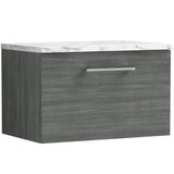 Nuie Arno 600mm Wall Hung 1 Drawer Countertop Vanity Unit Anthracite Woodgrain ARN522LCM