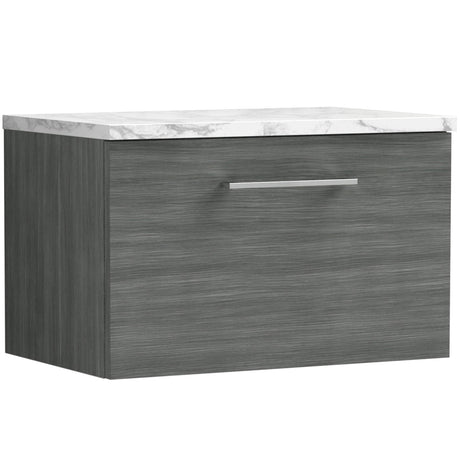 Nuie Arno 600mm Wall Hung 1 Drawer Countertop Vanity Unit Anthracite Woodgrain ARN522LCM