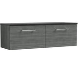 Nuie Arno 1200mm Wall Hung 2 Drawer Countertop Vanity Unit Anthracite Woodgrain ARN522LSB2