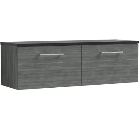Nuie Arno 1200mm Wall Hung 2 Drawer Countertop Vanity Unit Anthracite Woodgrain ARN522LSB2