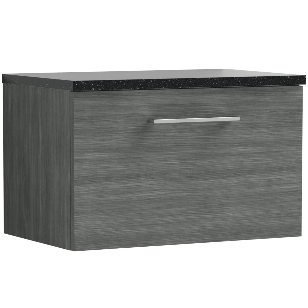 Nuie Arno 600mm Wall Hung 1 Drawer Countertop Vanity Unit Anthracite Woodgrain ARN522LSB
