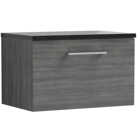 Nuie Arno 600mm Wall Hung 1 Drawer Countertop Vanity Unit Anthracite Woodgrain ARN522LSB