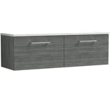 Nuie Arno 1200mm Wall Hung 2 Drawer Countertop Vanity Unit Anthracite Woodgrain ARN522LSW2