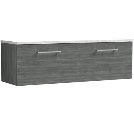 Nuie Arno 1200mm Wall Hung 2 Drawer Countertop Vanity Unit Anthracite Woodgrain ARN522LSW2