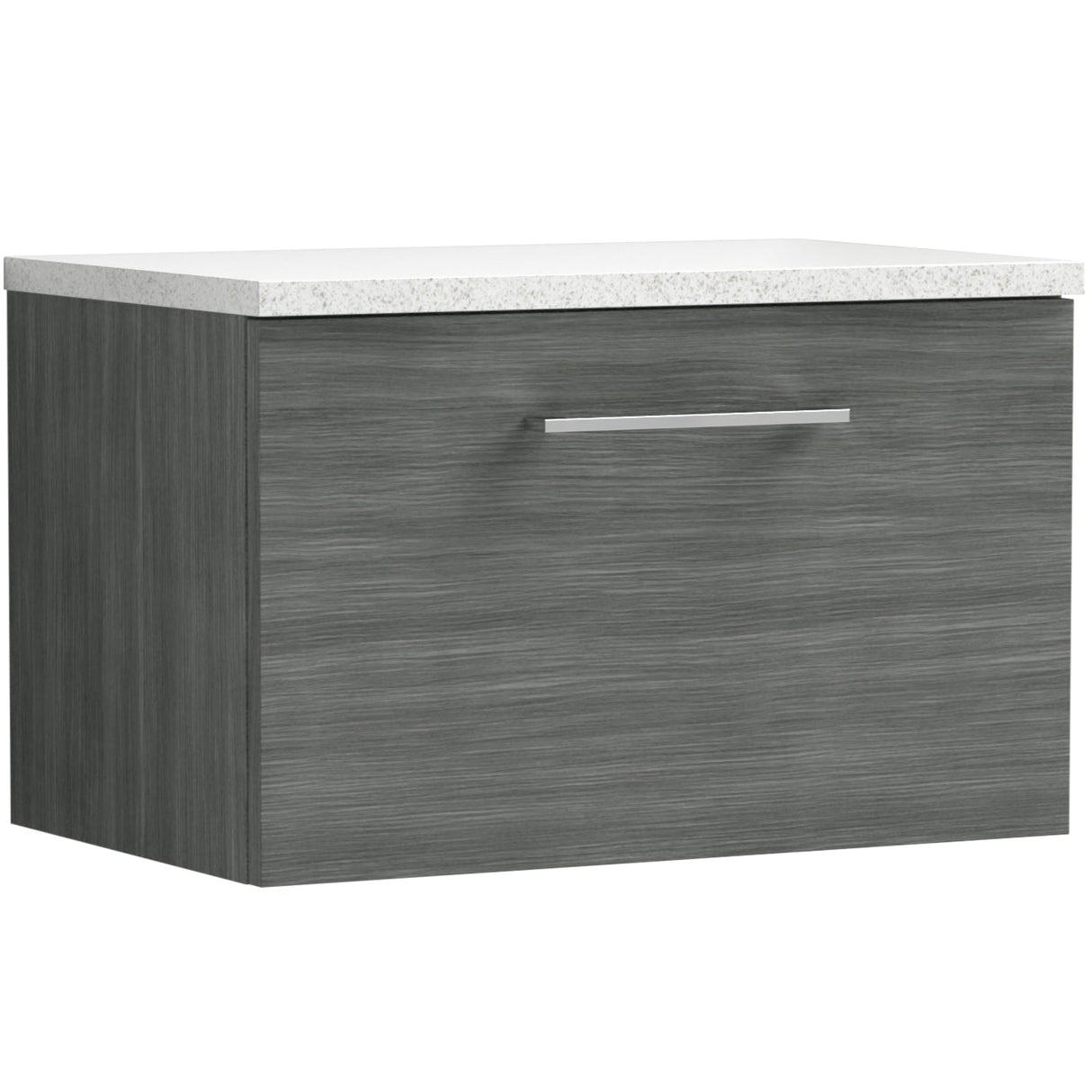 Nuie Arno 600mm Wall Hung 1 Drawer Countertop Vanity Unit Anthracite Woodgrain ARN522LSW