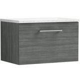 Nuie Arno 600mm Wall Hung 1 Drawer Countertop Vanity Unit Anthracite Woodgrain ARN522LSW