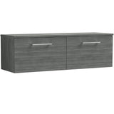 Nuie Arno 1200mm Wall Hung 2 Drawer Countertop Vanity Unit Anthracite Woodgrain ARN522W2
